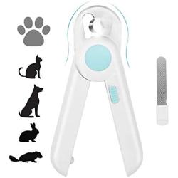 Yoobure Cat Dog Nail Clippers and Trimmer, Pet Nail Clippers with LED Light to Avoid Over-Cutting, Hidden Nail File & Razor Sharp Blade, Professional Grooming Tools Kit for Small Animals Claw Care…