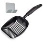 Pets First Cat Litter Scooper - Ergonomic & Easy Grip Design Deep Cleaning with A Non-Stick & No Residue Build-Up – Solid Aluminum, Waterproof - Bonus Hook - 1.75 x 13.25 x 5