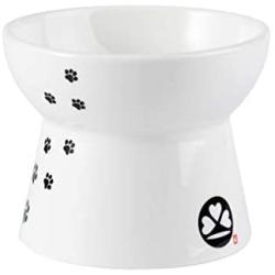 skullant Cat Ceramic Raised Food Bowls,Slanted Elevated Porcelain Feeder,Backflow Prevention,Dishwasher and Microwave Safe…
