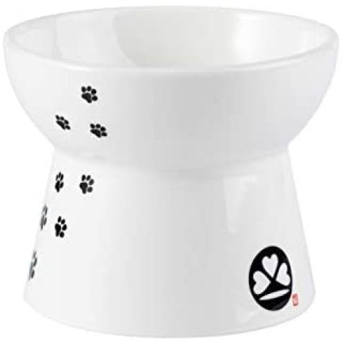 skullant Cat Ceramic Raised Food Bowls,Slanted Elevated Porcelain Feeder,Backflow Prevention,Dishwasher and Microwave Safe…