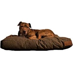 Durable & Comfortable Canvas Dog Bed, Premium Quality Water-Repellent Coating & Dirt Resistance, Removable & Washable Outer Cover, Heavy Duty Zippers for Small, Medium & Large Size Dogs (Large, Brown)