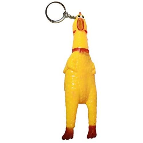 ITISMINE Shrilling Chicken Keychain Yellow Rubber Squeeze Squeak Screaming Prank Key Chain Novelty Toy