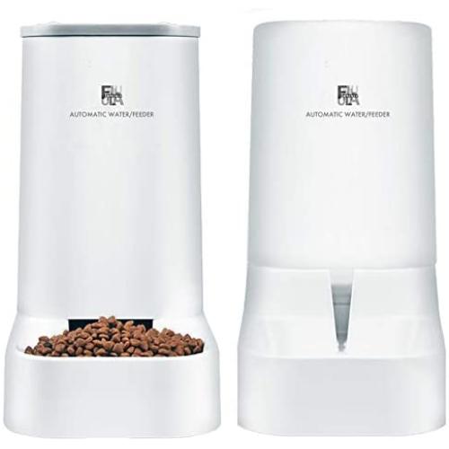 FUNLULA FUNLULA FUNLULA Pet Food Feeder and Water Feeder Self-Dispensing Gravity Automatic Dispenser Bundle Station Device Set for Large Middle Small Cats Dogs Kitten Puppy