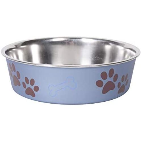 Karlie Stainless Steel Bowl Bella with Paw Motive, 1500 ml, Diameter-19 to 21 cm