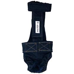 Barkertime Premium Waterproof Dog Diaper Overall - Made in USA - Denim Escape-Proof Premium Waterproof Dog Diaper Overall