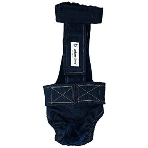 Barkertime Premium Waterproof Dog Diaper Overall - Made in USA - Denim Escape-Proof Premium Waterproof Dog Diaper Overall