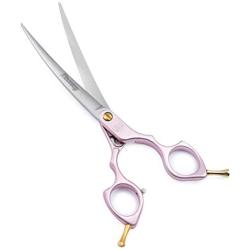 Moontay 6.5'' Professional Curved Pet Grooming Scissor, Dog Cat Grooming Shear/Scissor with Ultra-Light Aeronautical Aluminum Handle, 440C Japanese Stainless Steel Grooming Scissor