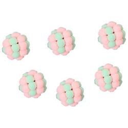 ocijf179 Cat Toy 6Pcs Pet Cat Kitten Rolling Scratching Pompom Ball Sound Maker Interactive Toy - Pink+Green