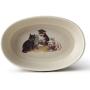 PetRageous 17006 Pet Derby Stoneware Dishwasher Safe Oval Cat Bowl 2-Cup 6.5-Inch Long 4-Inch Wide 2-Inch Tall Cats, 16-Ounce, Off-White