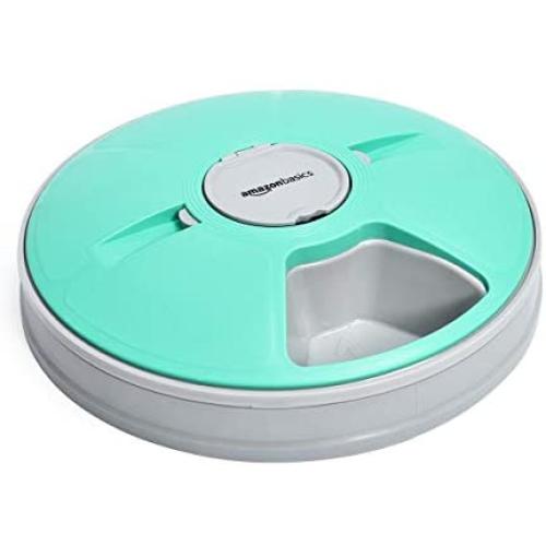 Amazon Basics Automatic Electronic Timed Pet Feeder - 6 Portions, Teal