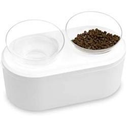 Cat Bowls Elevated Dog Bowls with 4500ML Large Storage Stand Double Raised Pet Food Water Bowls Anti Slip Dog Dish Stand Raised Stand 15°Tilted Raised Food and Water Feeder for Cats Dogs(White)