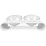 ikjuh Double Dog Cat Bowls Elevated Food Water Feeder Transparent Plastic Bowl with Raised Stand 15 Degree Tilt Design Neck Guard Double Angle Regulation
