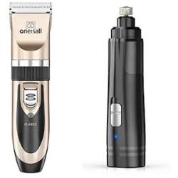 oneisall Low Noise Dog Clippers+Upgraded 2 Speed Dog Nail Grinder