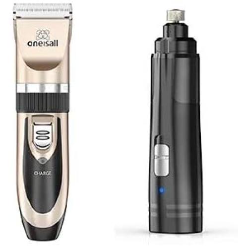 oneisall Low Noise Dog Clippers+Upgraded 2 Speed Dog Nail Grinder