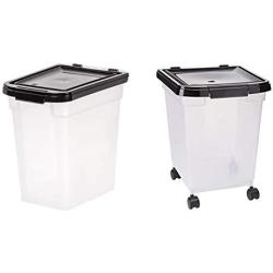 IRIS Nesting Airtight Pet Food Container, Medium with IRIS Nesting Airtight Pet Food Container, Large