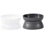 QINYUAN Cat Bowl, Pet Feeder Raised Food Kitten Stress Free Double Side Use Feeding Dish