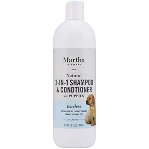 Martha Stewart for Pets 2-in-1 Puppy Shampoo with Grapefruit | Natural Tearless Dog Shampoo and Conditioner, Safe for All Dogs and Puppies, 16 Ounce Bottle Dog Wash (FF9609)