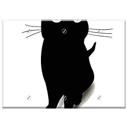 Triple Blank Wall Plate Cover - Cat Blackcat Black Cat Vector Feline Pet