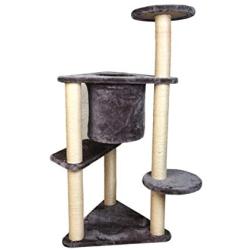 Iconic Pet Three Tier Deluxe Cat Tree Condo with Sisal Rope Scratching Posts & Plush Carpet, Grey, 45.7''