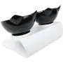 Double Cat Bowl with Raised Stand,15°Tilted Platform Cat Feeders Food and Water Bowls,Reduce Neck Pain for Cats and Small Dogs Double Cat Bowl with Raised Stand,15°Tilted Platform Cat Feeders Food and Water Bowls,Reduce Neck Pain for Cats and Small Dogs