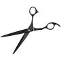ShearsDirect Japanese 440C Titanium Professional Grooming Shear with Ergonomic Handle, 7-Inch, Black