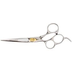 Tamsco Diamond Offset Handle Shear 6.5-Inch with Finger Rest Semi-Convex Edge Japanese Stainless Steel Left Handed Triple Ring for Greater Comfort Adjustable Tension Screw