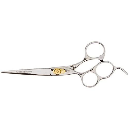 Tamsco Diamond Offset Handle Shear 6.5-Inch with Finger Rest Semi-Convex Edge Japanese Stainless Steel Left Handed Triple Ring for Greater Comfort Adjustable Tension Screw