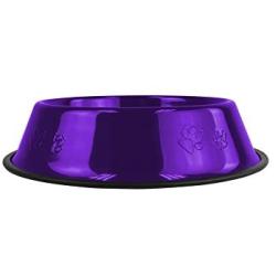 Platinum Pets Embossed Non-Tip Stainless Steel Cat/Dog Bowl