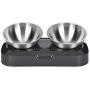 Love Dream Cat Bowls Elevated, Raised Cat Bowls with Stainless Steel Bowls, 15° Tilted Cat Food Bowls Stress-Free Suit for Cats Small Dogs