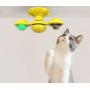 Windmill Cat Toy, Cat Turntable Teasing Interactive Toy with Suction Cup, Portable Windmill Scratch Hair Brush for Cats