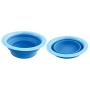 LOVE2PET Collapsible Dual Silicone Bowls with Stand for Dogs & Cats, Light Blue