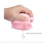 2 in 1 Pet Grooming Brush Bath Massage Brush, Shampoo Dispenser for Pet Grooming, Pet Scrubber Bathing Brush for Removes Loose Hair(Pink)