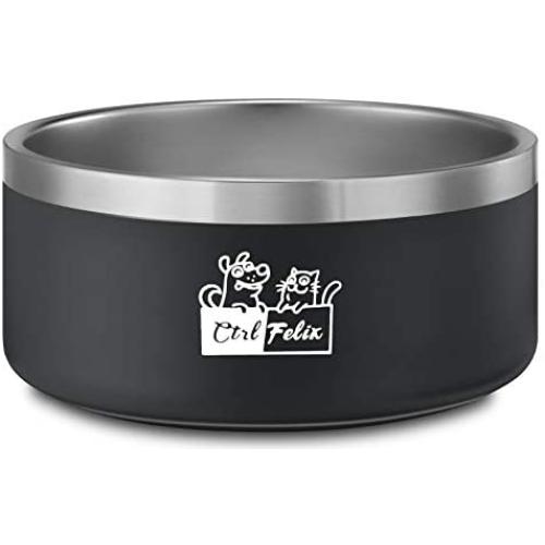 CtilFelix Dog Bowl Stainless Steel Dog Water Bowl Non-Slip Dog Food Bowls Large Portable Pet Feeder Bowls for Medium Large Dogs Cats Holds 64 Ounce Black