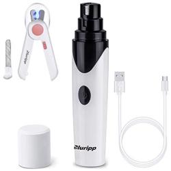 Bluripp Pet Nail Grinder for Puppy and Cats Including a Pet Nail Clipper with LED and A File | Easy & Quiet Way to Groom and Smooth Pets Paw.