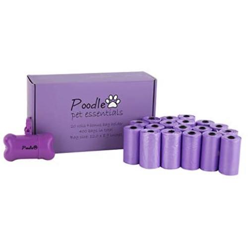 Poodle Pet Biodegradable Dog Poop Bags 400 Count | Earth Friendly, Leak Proof, Unscented | Recyclable Waste Pick-Ups |Free Bag Dispenser Included | 9 x 13.5