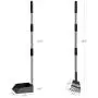 Rednut Dog Pooper Scooper, Upgraded 2 Pack Tray and Spade Poop Scoop Adjustable Long Handle Metal Tray and Rake, No Bending Clean Up for Large and Small Dogs(B)