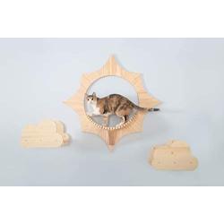MYZOO Solar, Sun Shape, Wall Mounted Cat Shelves, Floating Perch, Cat Tree,Solid Wood