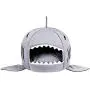 Cat Litter Hot Cat Mat Shark-Shaped House Warm Kennel Kitten Bed One Mat Two Usage Shark Bed for Small Cat Dog Cave Cozy Bed Removable （Light Grey）