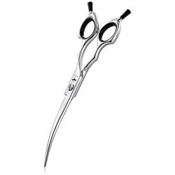 PURPLEBIRD Downward Curved, Straight Dog Grooming Scissors Pet Cutting, Thinning, Chunker Shears Professional Safety Shearing for Dogs Cats Face Paws 6.5 Inch, 7 Inch Japanese Stainless Steel Silver