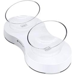 LumoLeaf Dog Cat Bowls, Elevated Cat Bowl, Transparent Raised Cat Food Water Bowl, 0-30° Tilted Design, Cat Food Dish Stand for Kitty and Puppy, Stress Free, Upper Rack Dishwasher Safe.