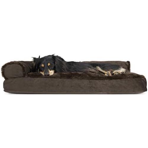 Furhaven Pet - Traditional Chaise Lounge & Deluxe L-Shaped Couch Dog Pillow Bed for Dogs & Cats - Multiple Styles, Sizes, & Colors