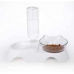 Sadomlover Cat Dog Bowls with Raised Stand Cat Food Water Feeder Bowls - 15° Tilted Elevated Pet Bowl Stress-Free Suit for Cats and Small Dogs