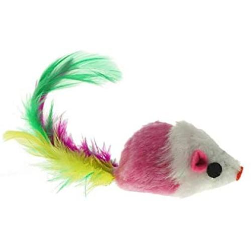 Asien 1 pc Pet Furry Mice Toys with Feather Tails Mouse Toys for Cats Funny Small Pet Toys Interactive Cats Toys Cat Accessories