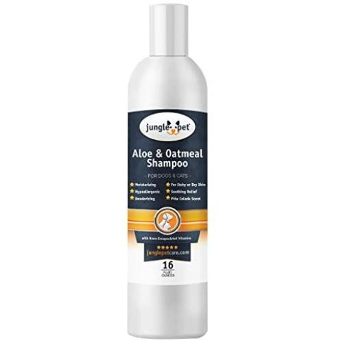 Jungle Pet Aloe & Oatmeal Shampoo -Soothing, Moisturizing, Nourishing - with Aloe Vera - Soap Free PARABEN Free Sulfate Free - Hypoallergenic with Oatmeal & Chamomile