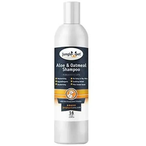 Jungle Pet Aloe & Oatmeal Shampoo -Soothing, Moisturizing, Nourishing - with Aloe Vera - Soap Free PARABEN Free Sulfate Free - Hypoallergenic with Oatmeal & Chamomile