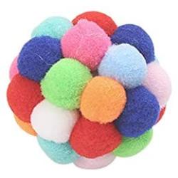 ocijf179 Pet Balls Cat Exercise Toy Plush Handmade Soft Training Ball Interactive Play Pet Supply - Multicolor