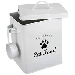 Geyecete Pet Treat and Food Storage Tin with Lid - 5lbs Capacity - Serving Scoop Included …