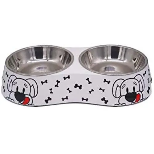 Food Grade Melamine Double Dog Bowls Double Premium Stainless Steel Bowls Pet Food Water Feeder for Medium Dog No More Than 40 pounds Food Grade Melamine Double Dog Bowls Double Premium Stainless Steel Bowls Pet Food Water Feeder for Medium Dog No More Than 40 pounds