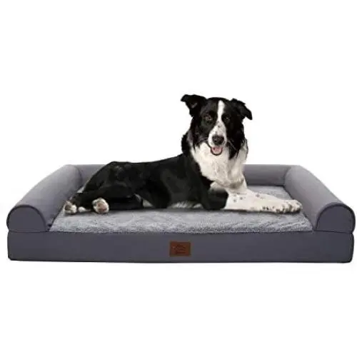 Eterish Orthopedic Dog Bed for Medium, Large Dogs, Egg-Crate Foam Dog Bed with Removable Cover, Pet Bed Machine Washable, Grey Eterish Orthopedic Dog Bed for Medium, Large Dogs, Egg-Crate Foam Dog Bed with Removable Cover, Pet Bed Machine Washable, Grey
