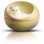 Fhasso Luxury Bamboo Cat Bed - Eco-Friendly, Natural, Handmade Cat Cave Bed with Washable Velvet Cushion - Enclosed Premium Pet Bed - Modern, Decorative Design